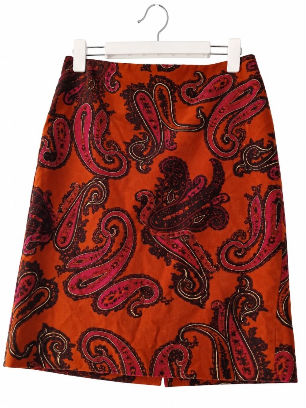 Talbots Burnt Orange Paisley Velvet Knee Length Pencil Skirt Fall Preppy 2